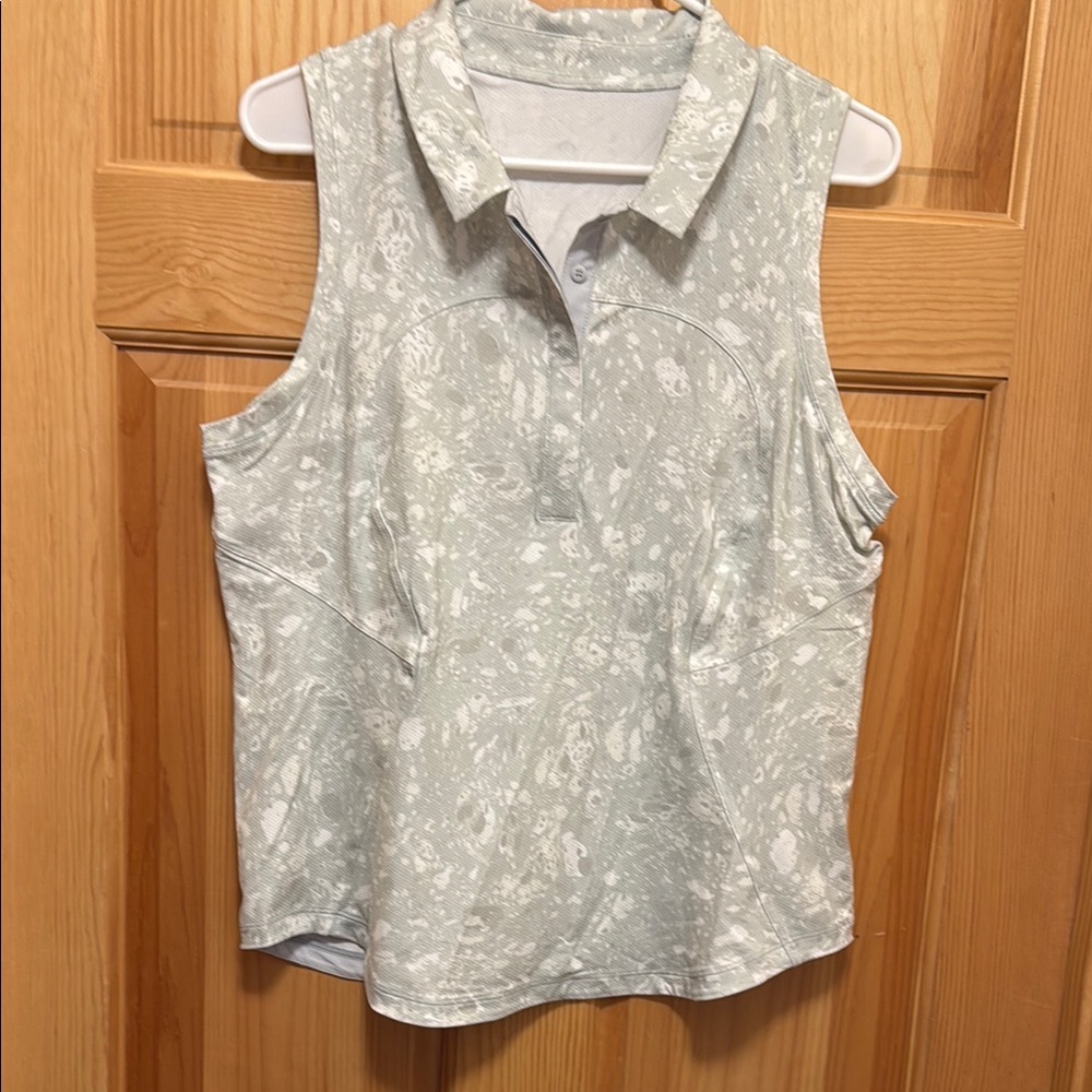 lululemon athletica White Sleeveless Tank Top with Boxy Style and Polo Collar